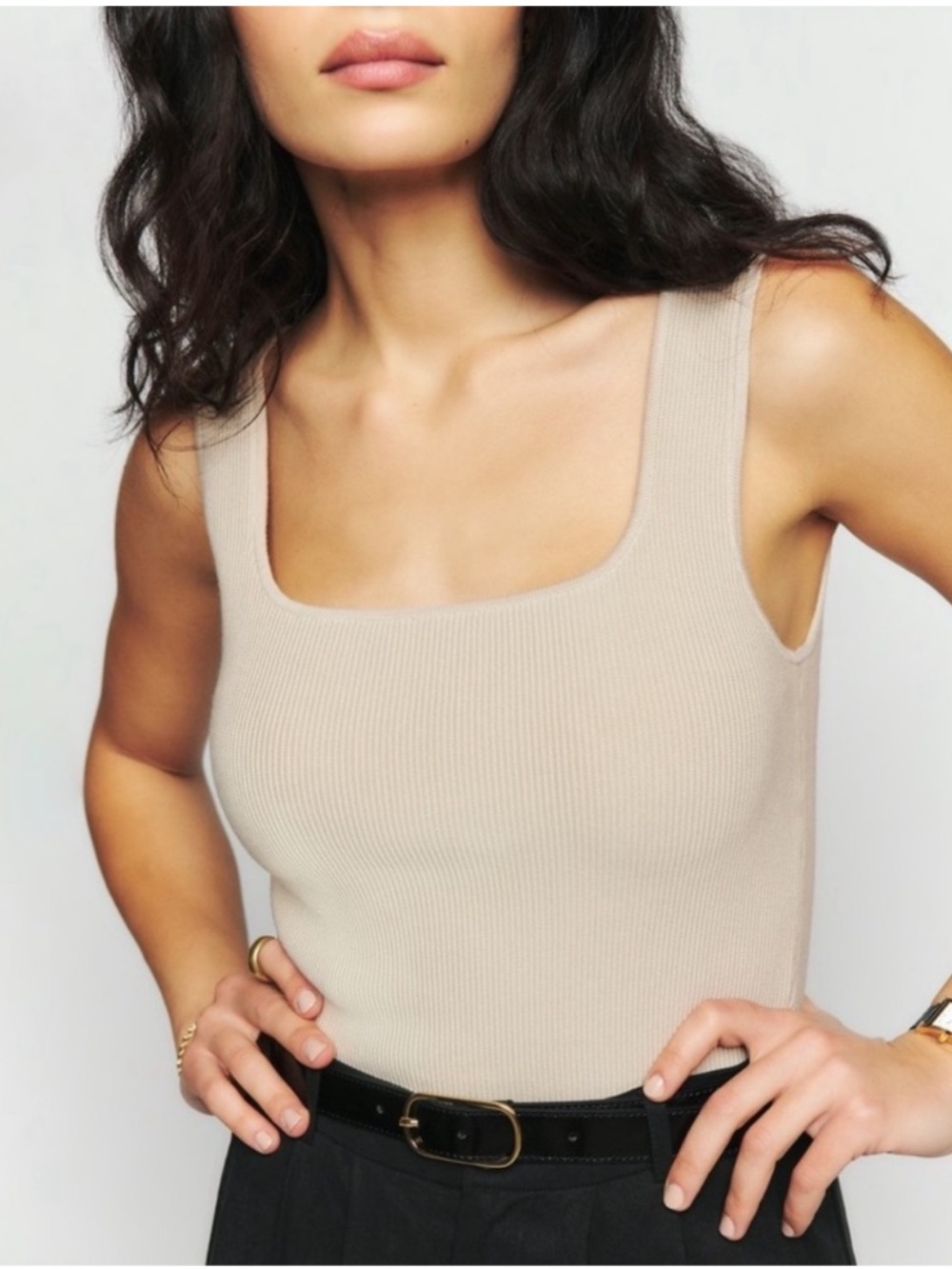 NWT Reformation Julia Ribbed Sweater Tank Top Coyote Sz S
